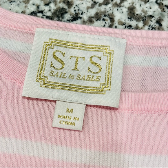 SAIL TO SABLE STRIPE KNIT DRESS PINK WHITE COASTAL SUMMER RESORT PREPPY PASTEL - Picture 7 of 11